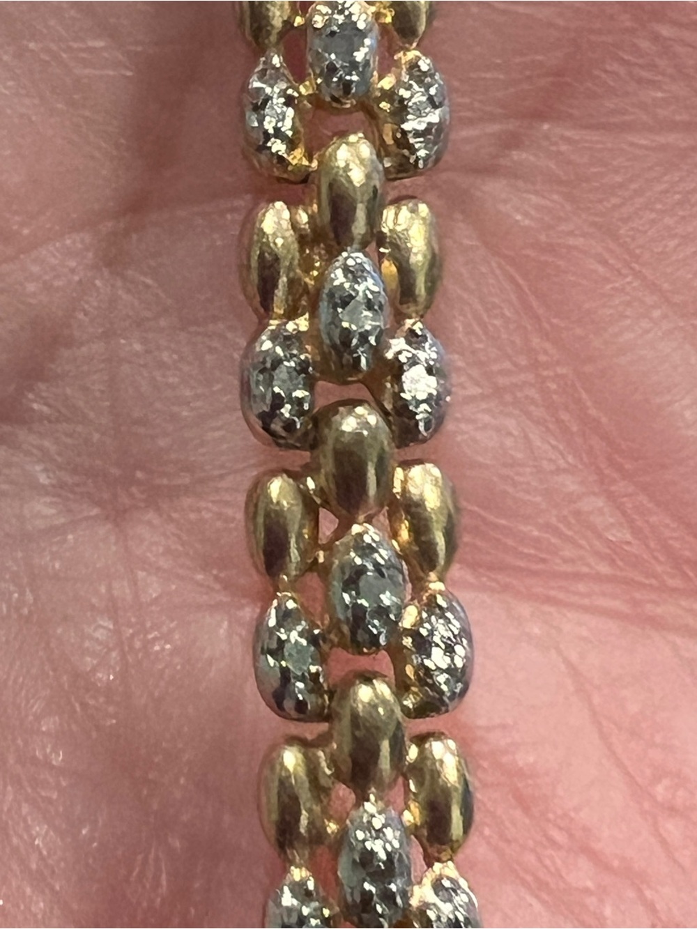 Vintage Gold Over Sterling Silver Two Tone  Panther Link Bracelet Size 7 9grams - Picture 9 of 12
